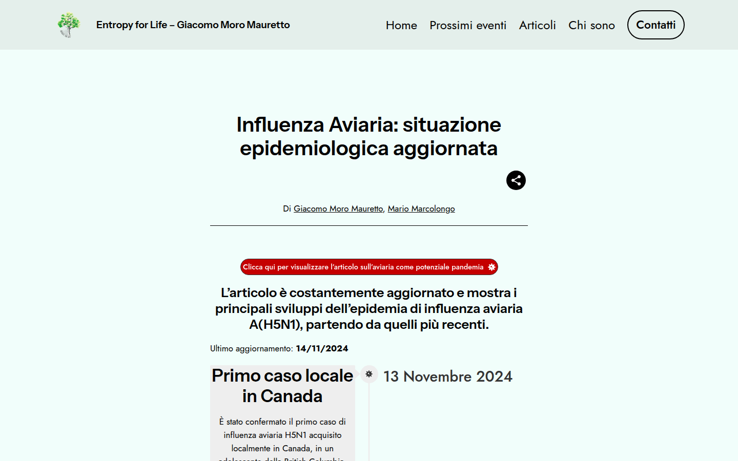 Published Entropy for Life science communication output supported through research, fact-checking and production work