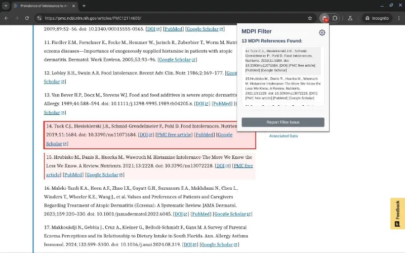 Notandia (formerly MDPI Filter) extension interface and filtering controls